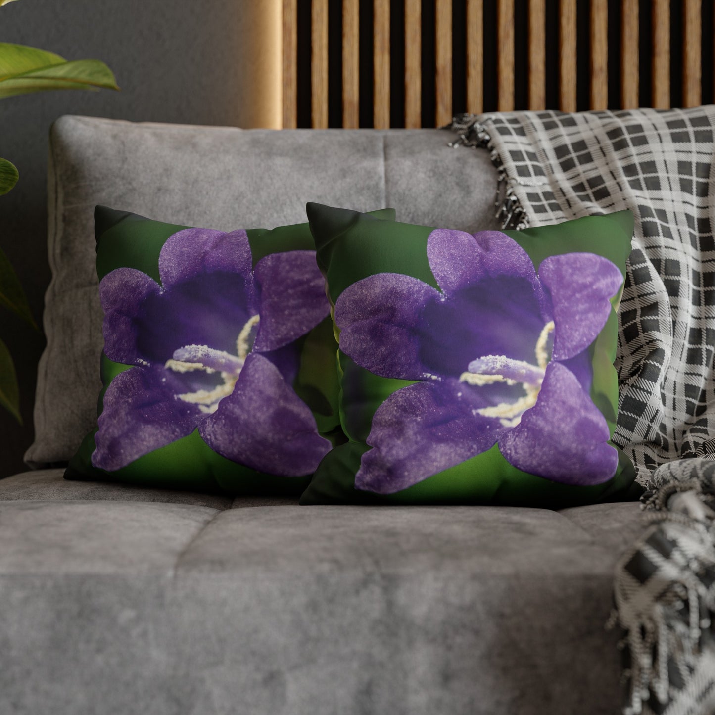 Floral Faux Suede Square Pillowcase