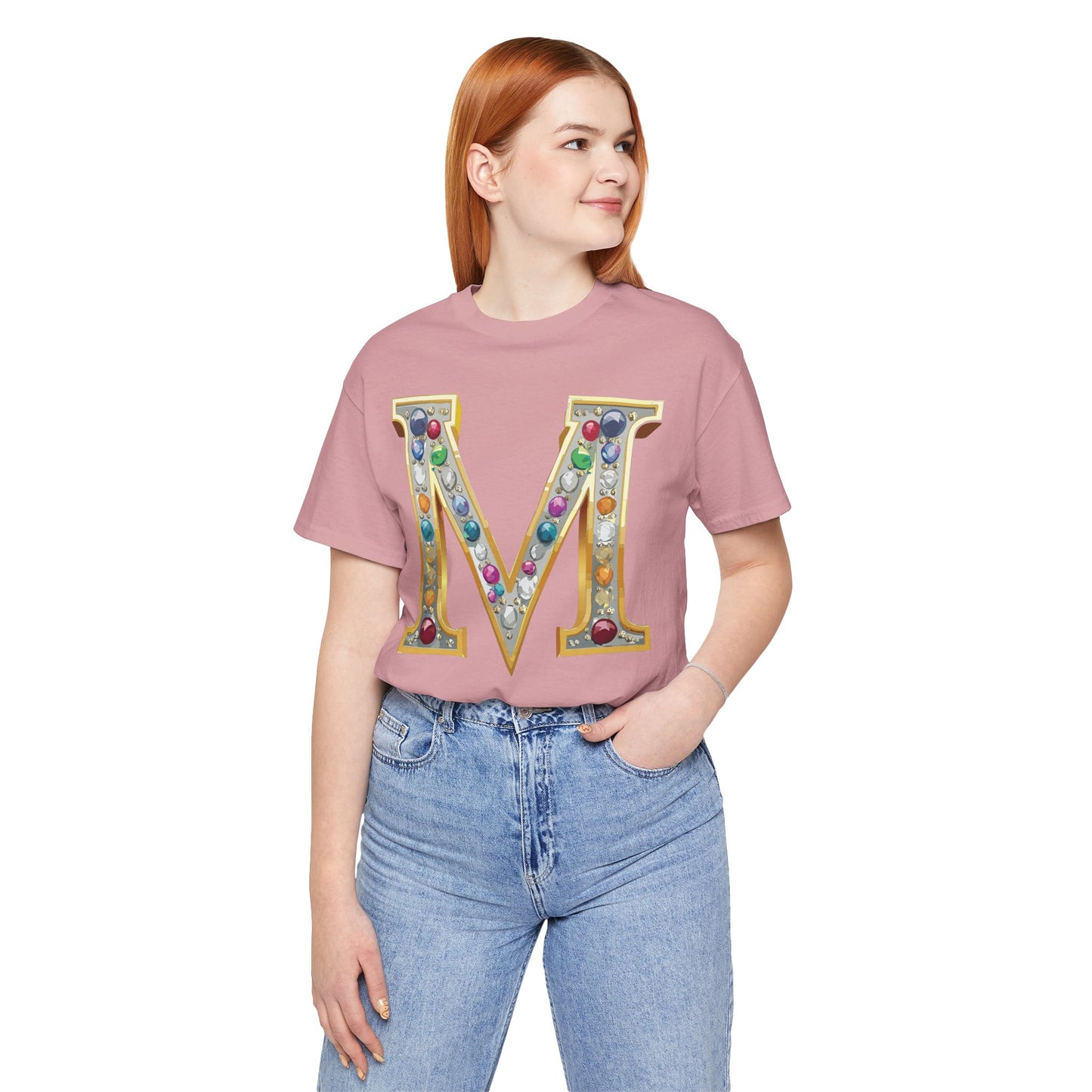 Letter Shirt, Shirt with Letters, Tee Shirt with Gold Letter, Shirt with Antique Letters