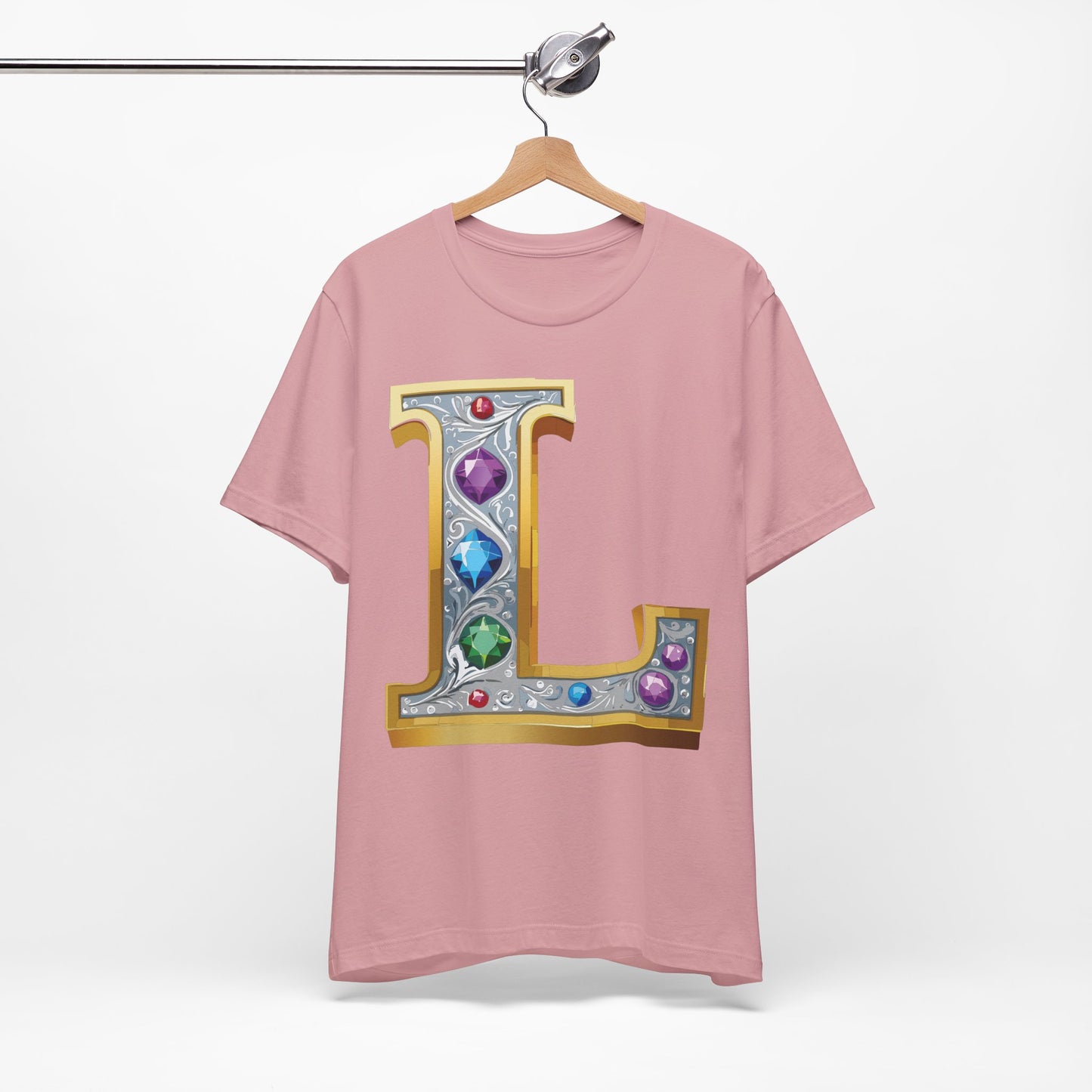 Letter Shirt, Shirt with Letters, Tee Shirt with Gold Letter, Shirt with Antique Letters