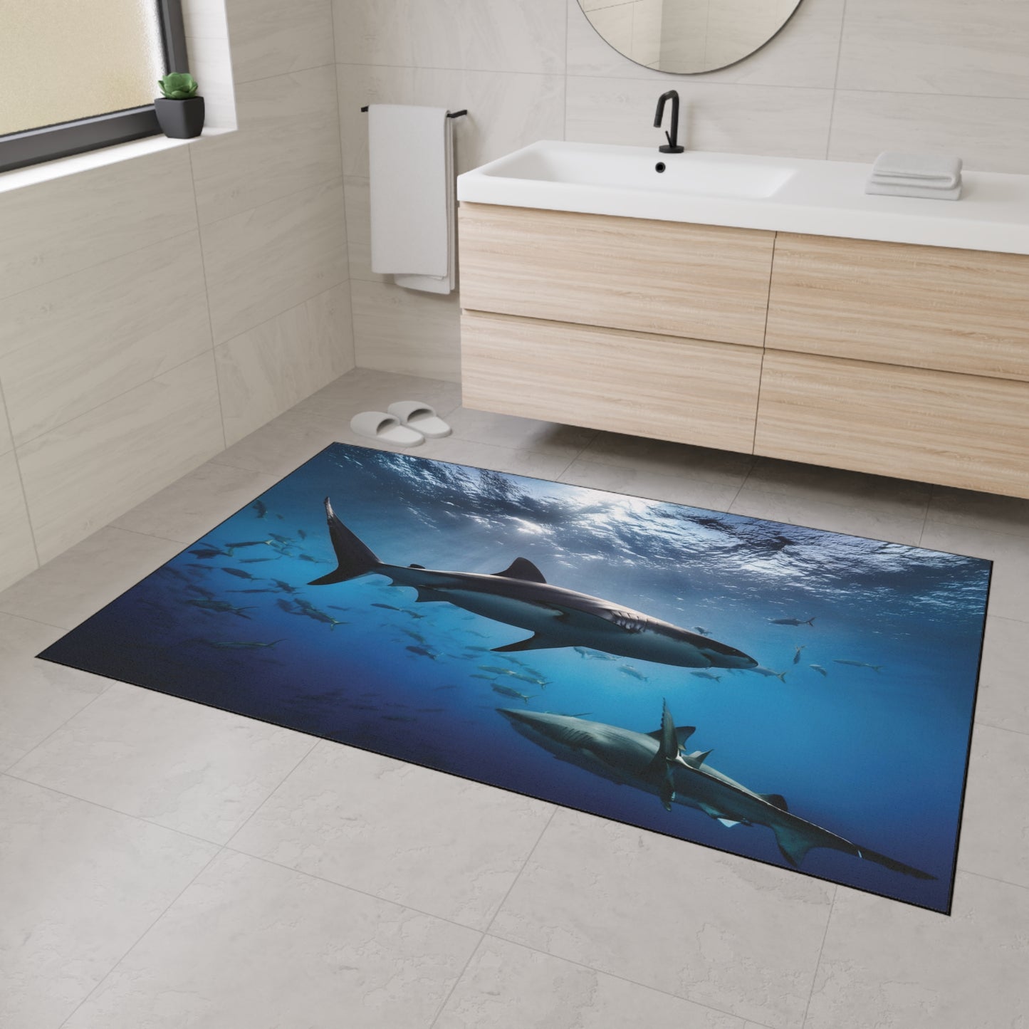 Heavy Duty Floor Mat - Deep Ocean- sharks