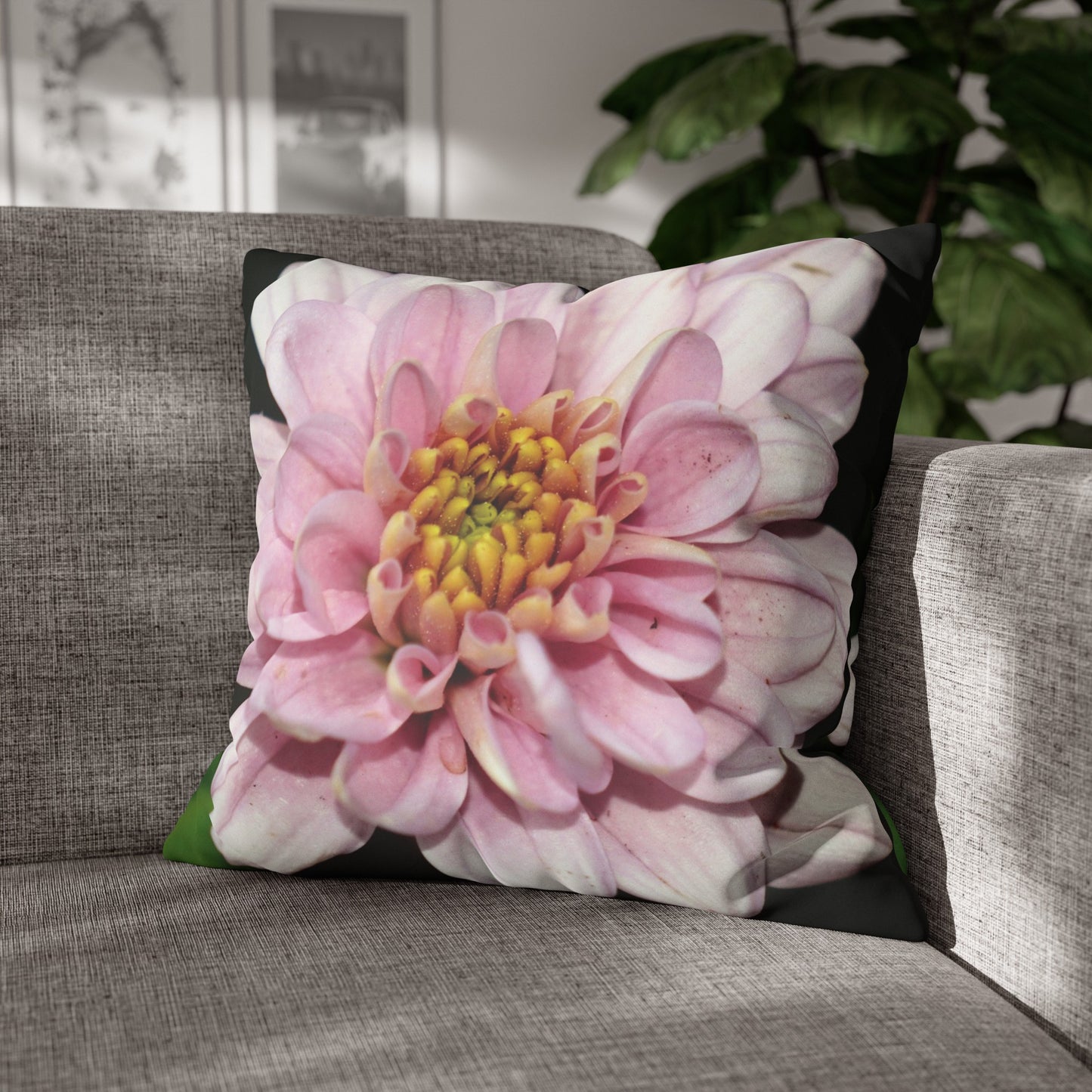 Floral Faux Suede Square Pillowcase