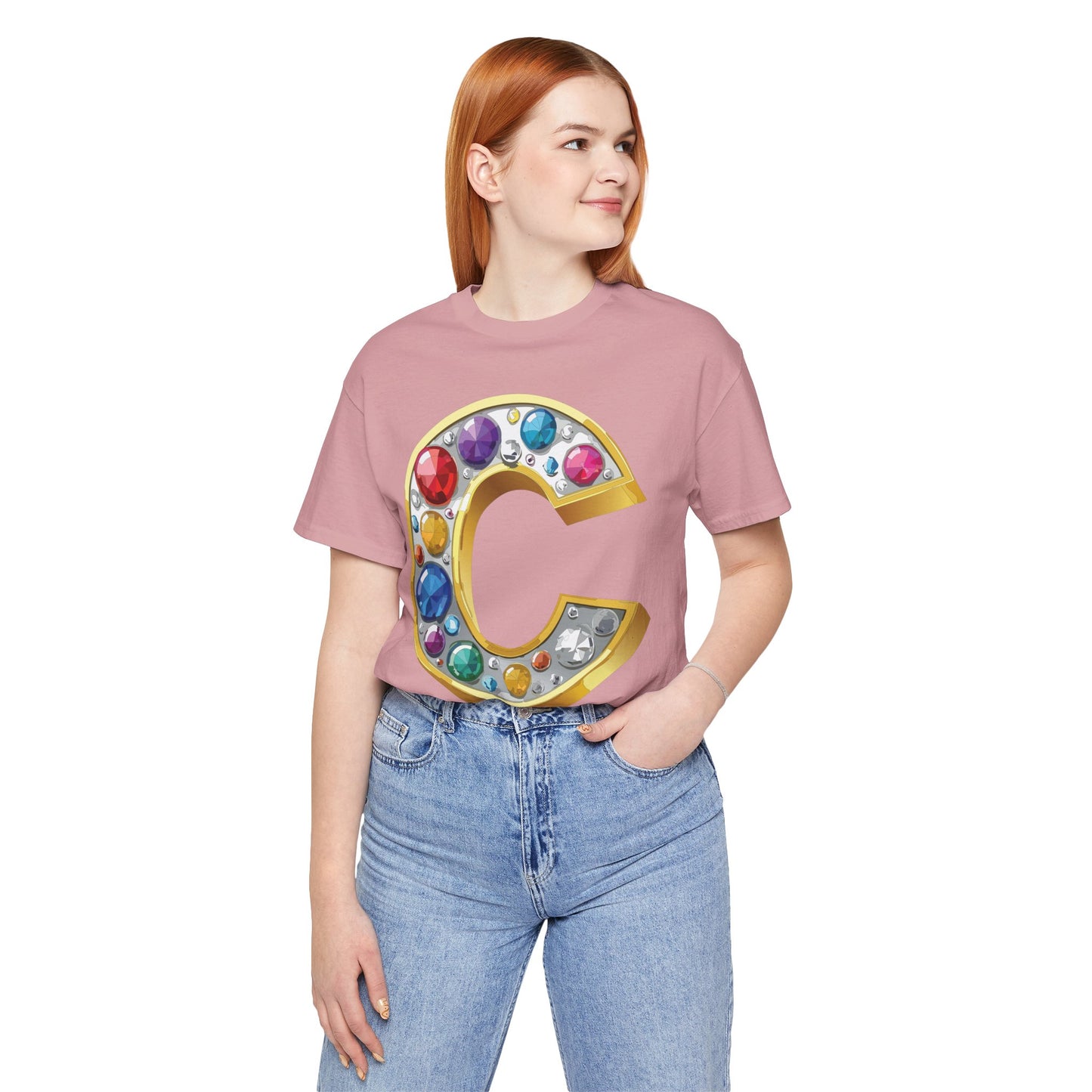 Letter Shirt, Shirt with Letters, Tee Shirt with Gold Letter, Shirt with Antique Letters