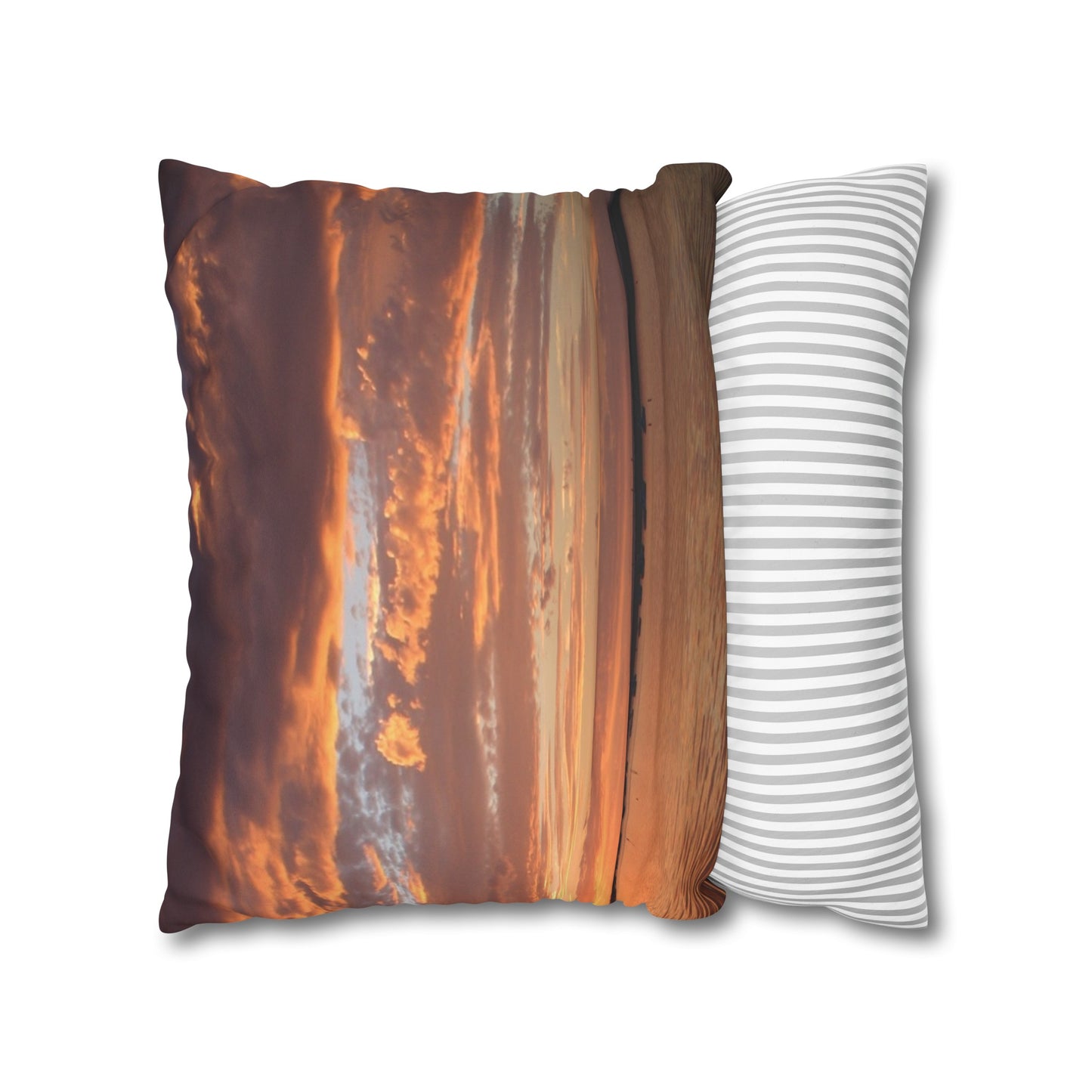 Faux Suede Square Pillowcase with Landscape