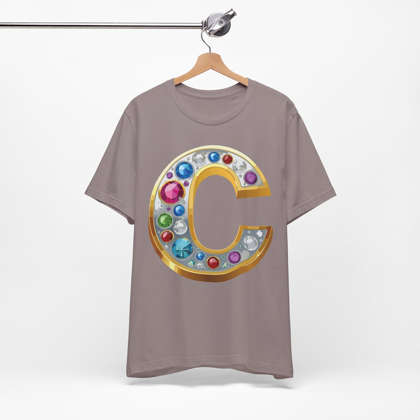 Letter Shirt, Shirt with Letters, Tee Shirt with Gold Letter, Shirt with Antique Letters