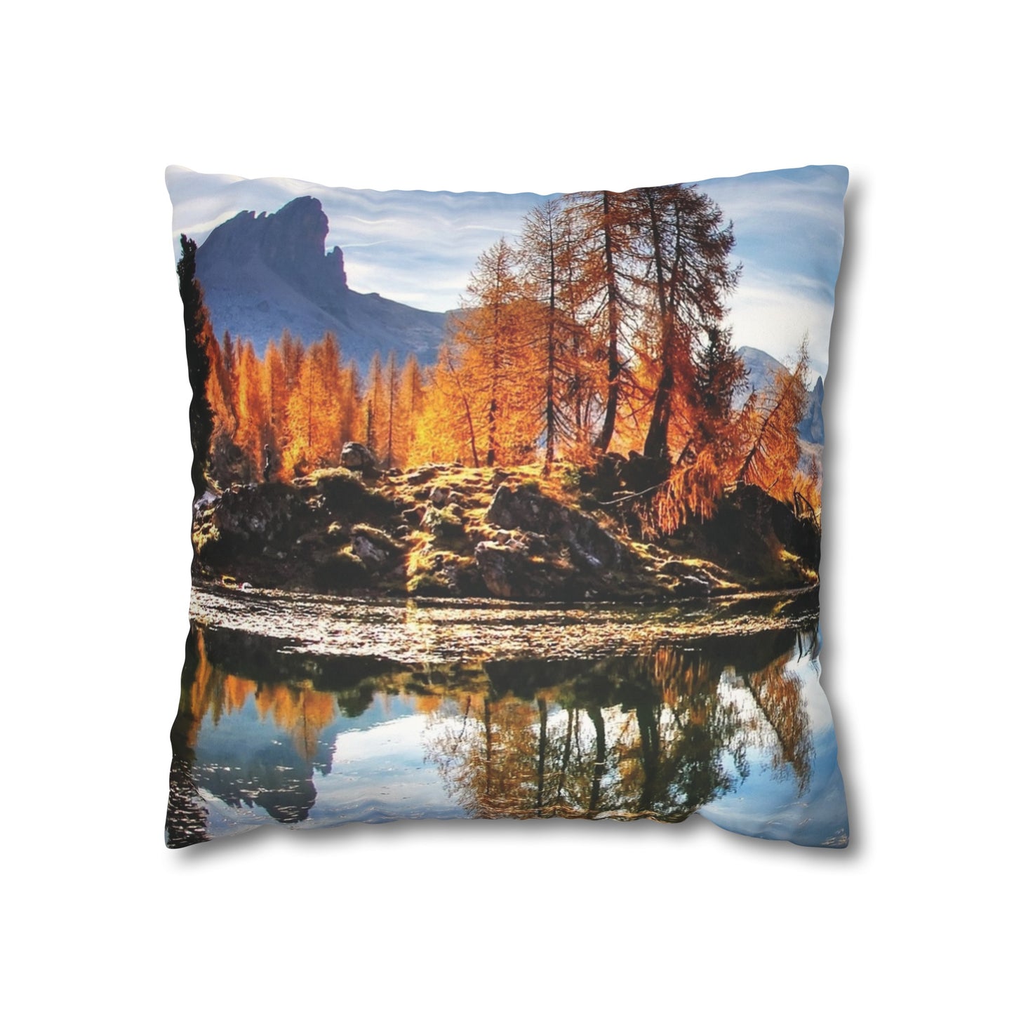 Faux Suede Square Pillowcase with Landscape